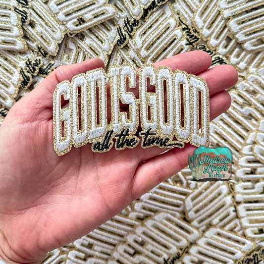 God is Good White Embroidered Patch