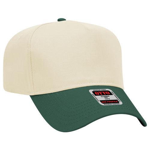 OTTO CAP 5 Panel Mid Profile Baseball Cap-Green/Natural