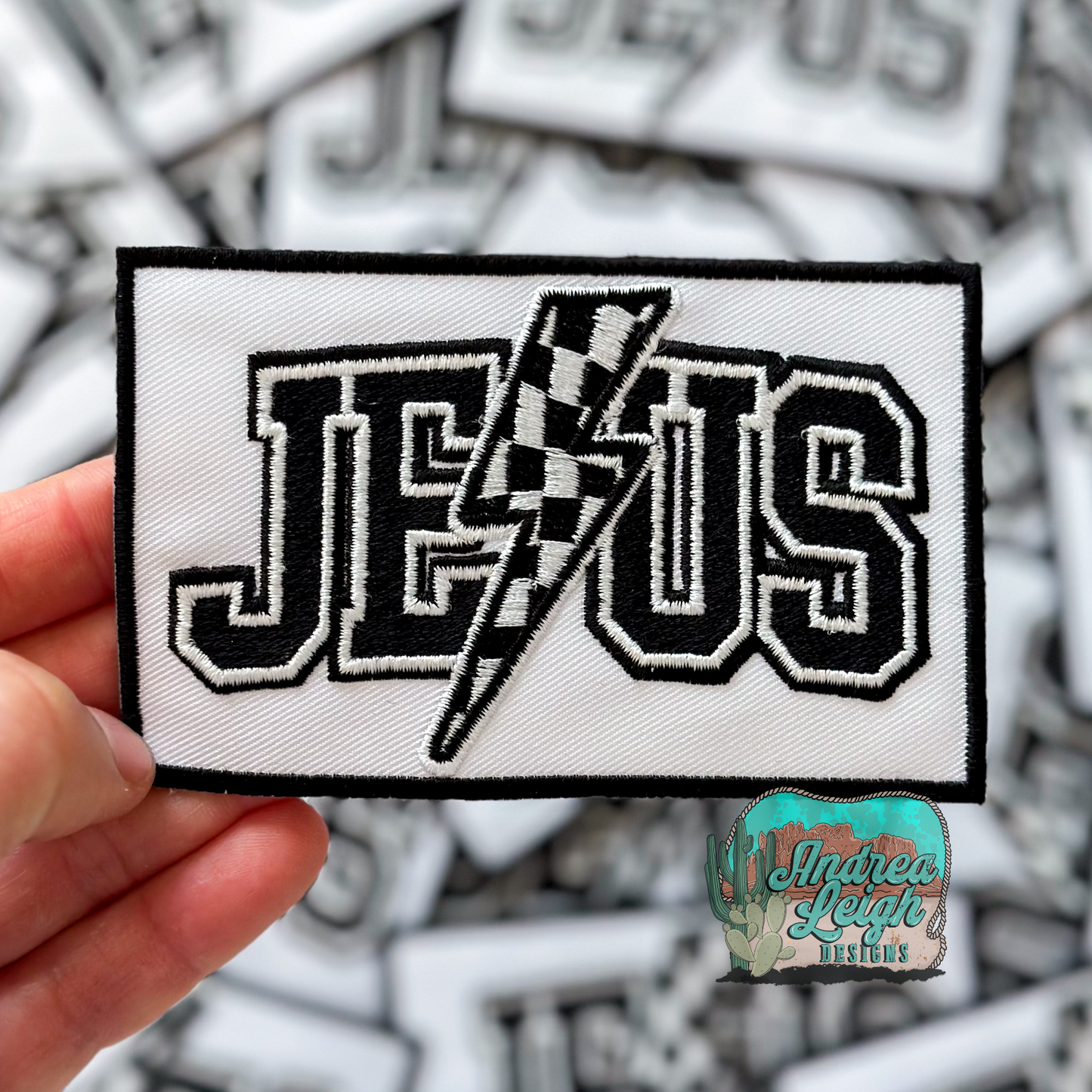 ALD EXCLUSIVE-Jesus Lighting Bolt Large Embroidered Patch