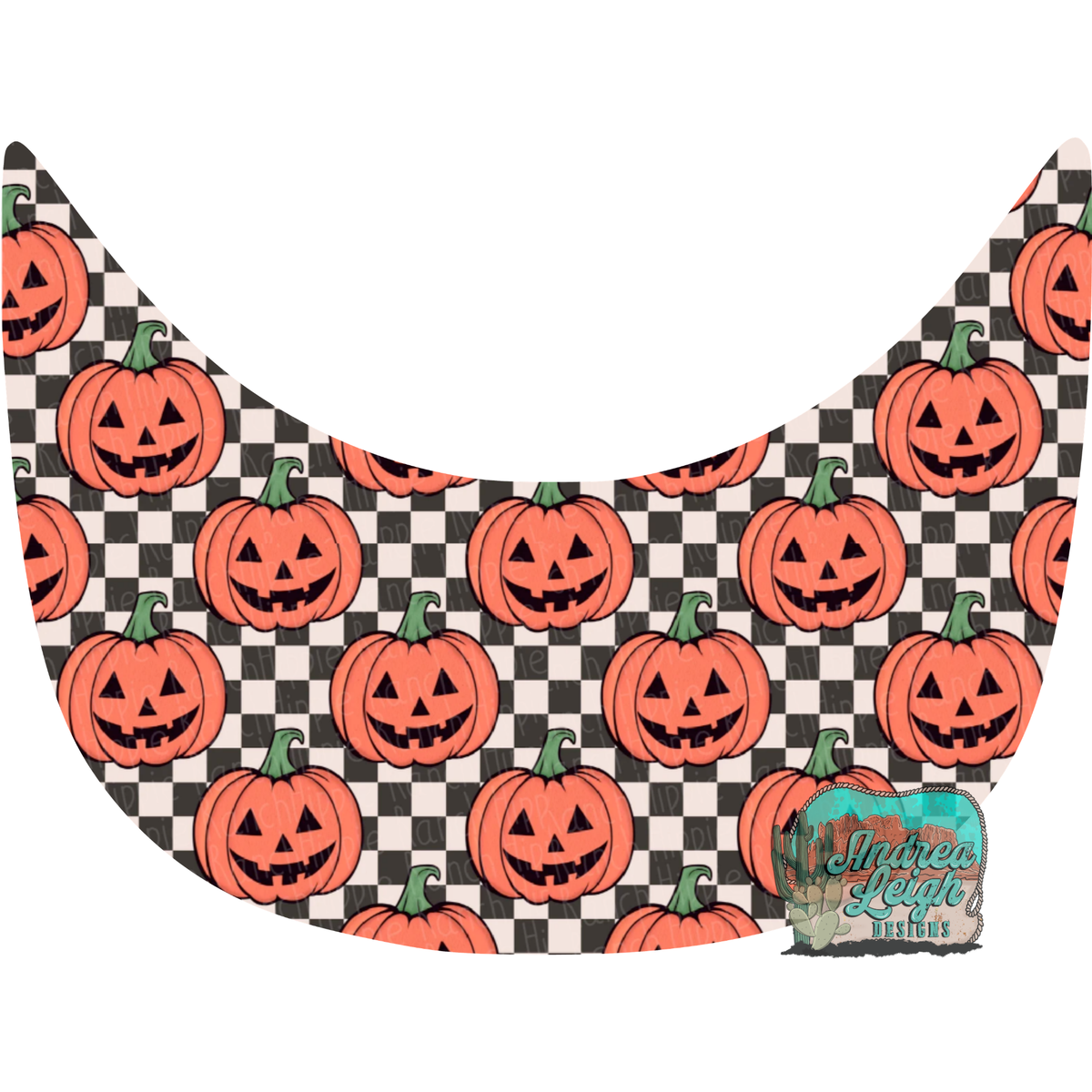 Checkered Pumpkin Hat Brim DTF Transfer