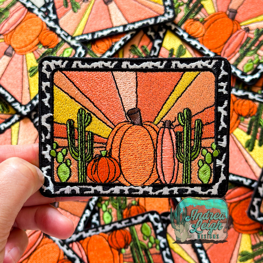 Western Pumpkins and Cacti Embroidered Patch