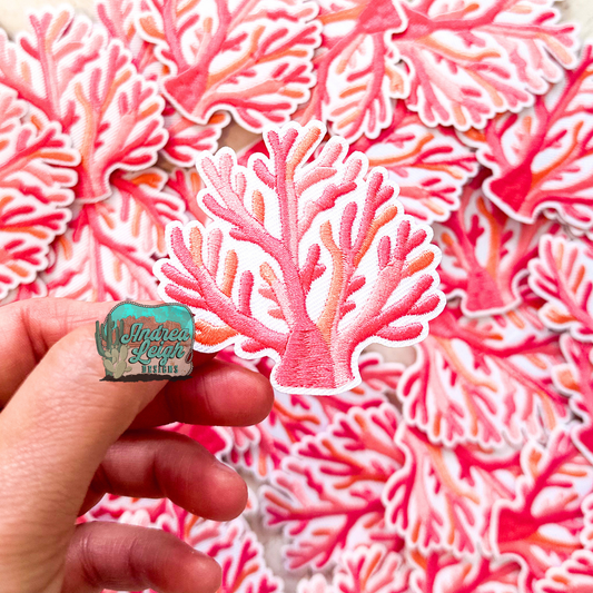Pink Coral Embroidered Patch