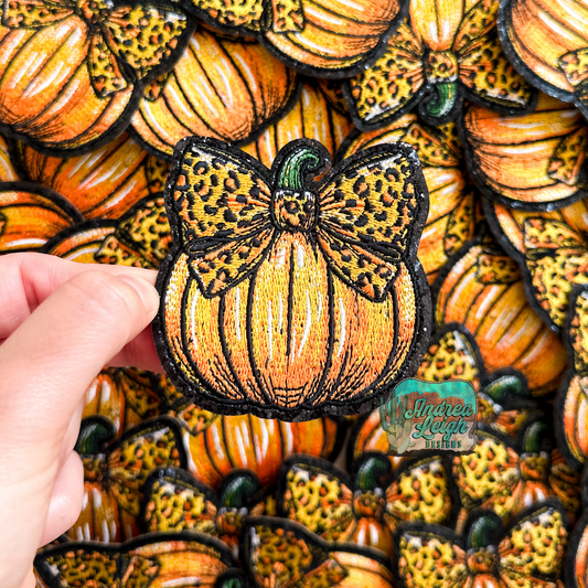 Leopard Glitter Pumpkin Embroidered Patch