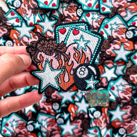 Western Heart Cards & 8 Ball Embroidered Patch