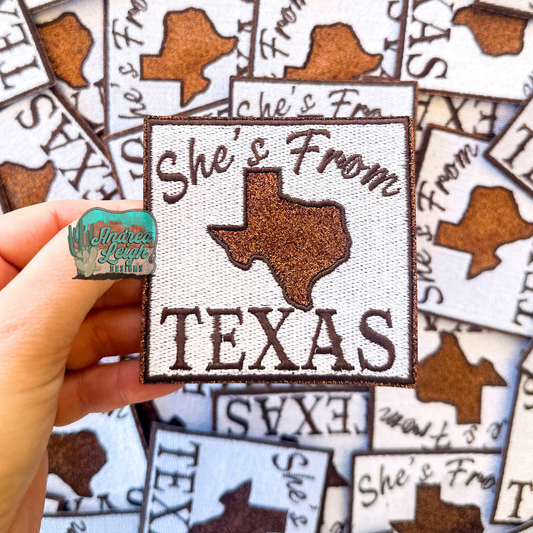 She's from Texas Glitter Embroidered Patch