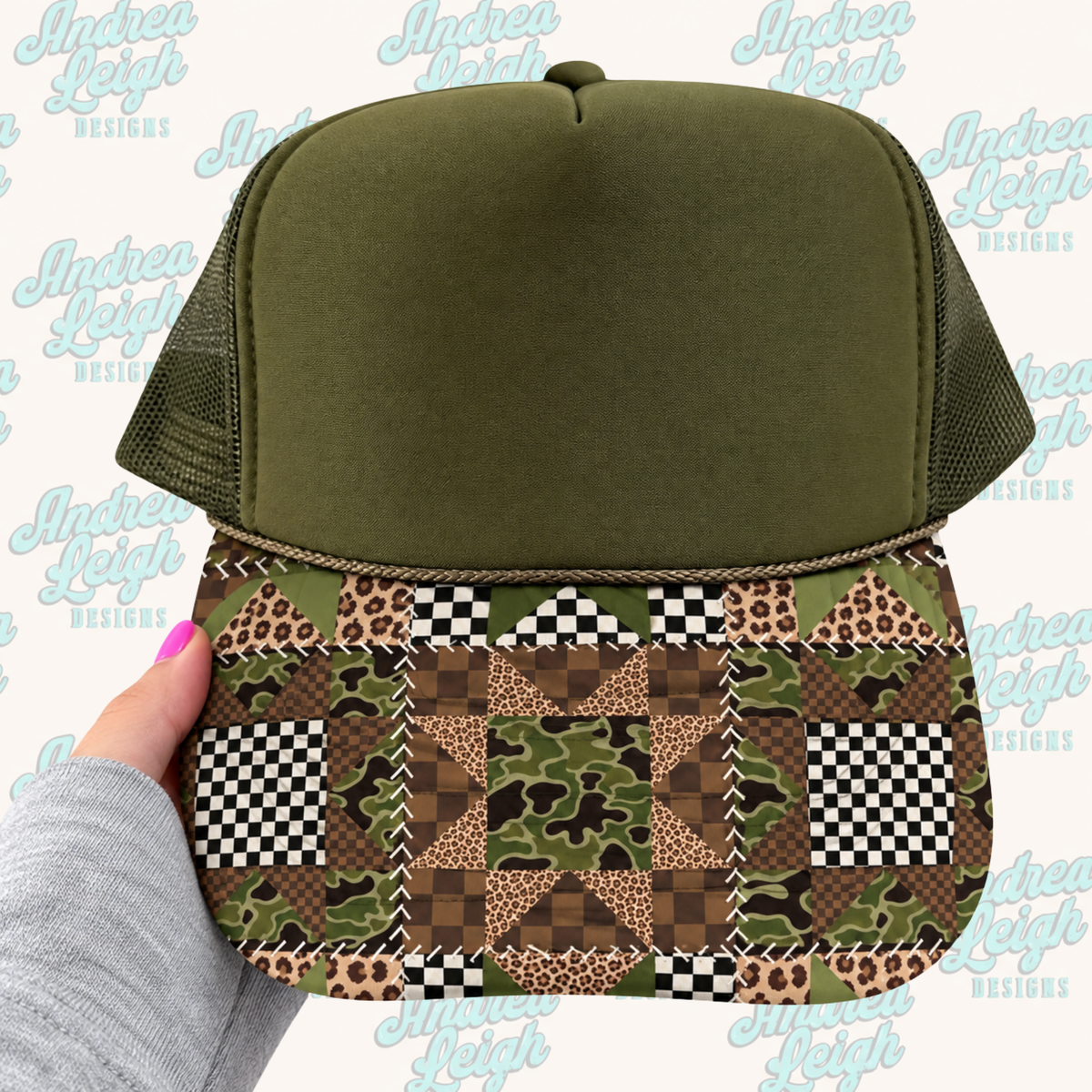Camo Patchwork Hat Brim DTF Transfer