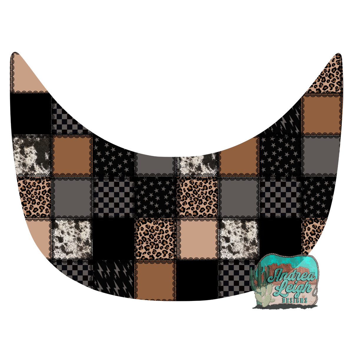 Dark Patchwork Hat Brim DTF Transfer