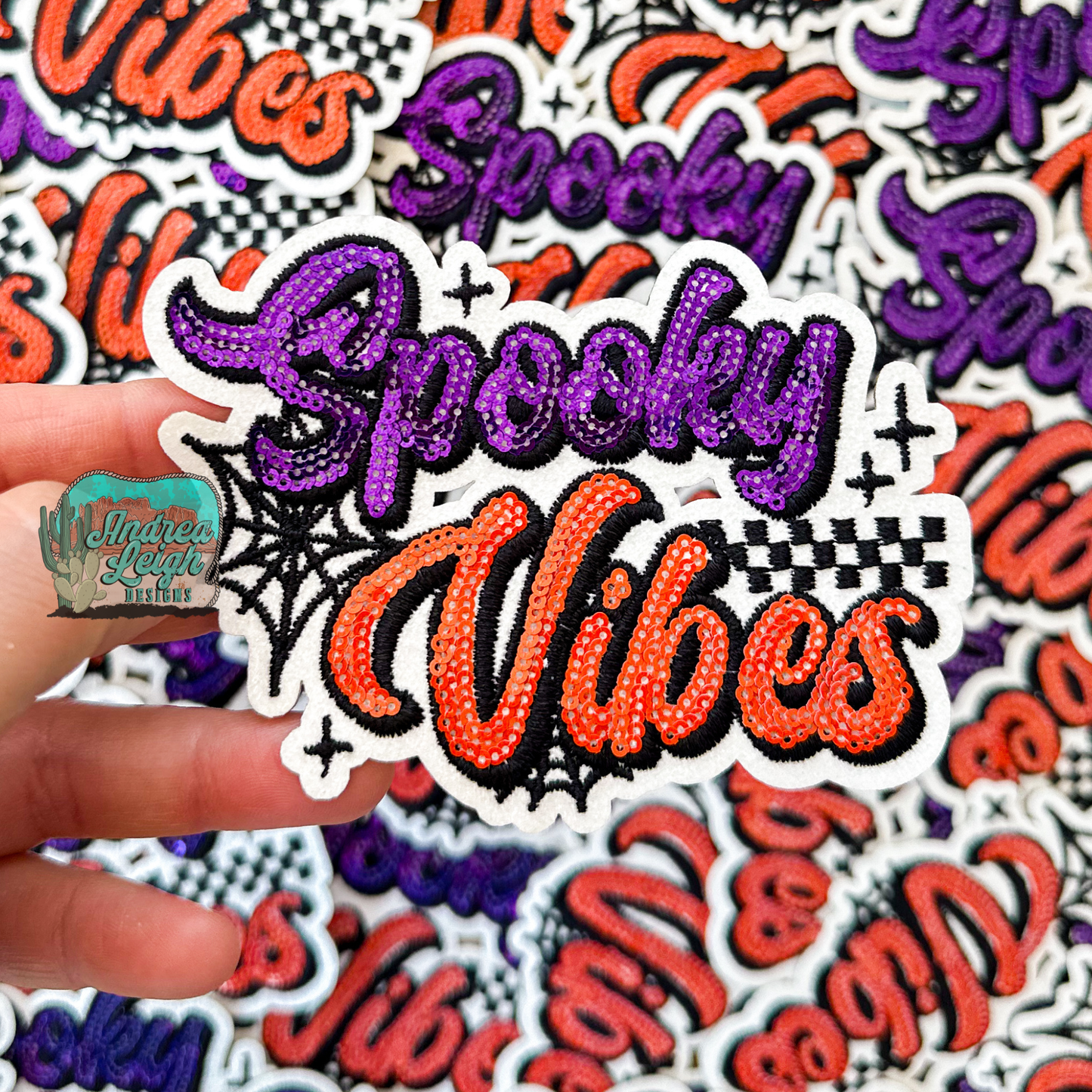 ALD EXCLUSIVE-Spooky Vibes Glitter Sequin Embroidered Patch