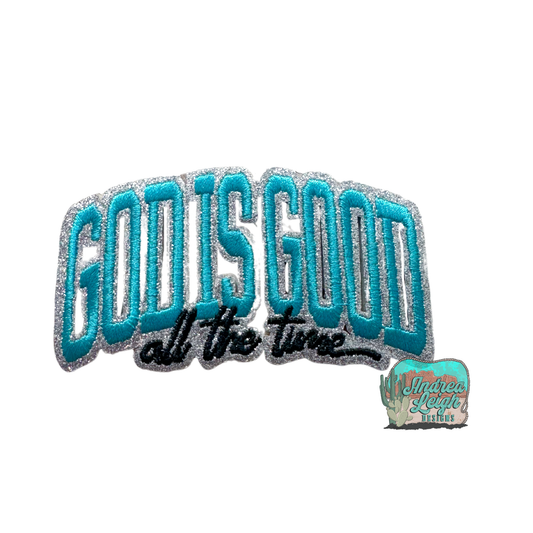 God is Good Blue Embroidered Patch