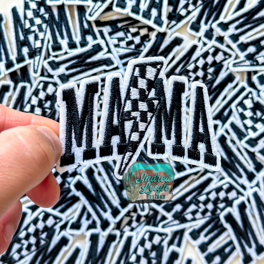 Mama Lightning Bolt Embroidered Patch