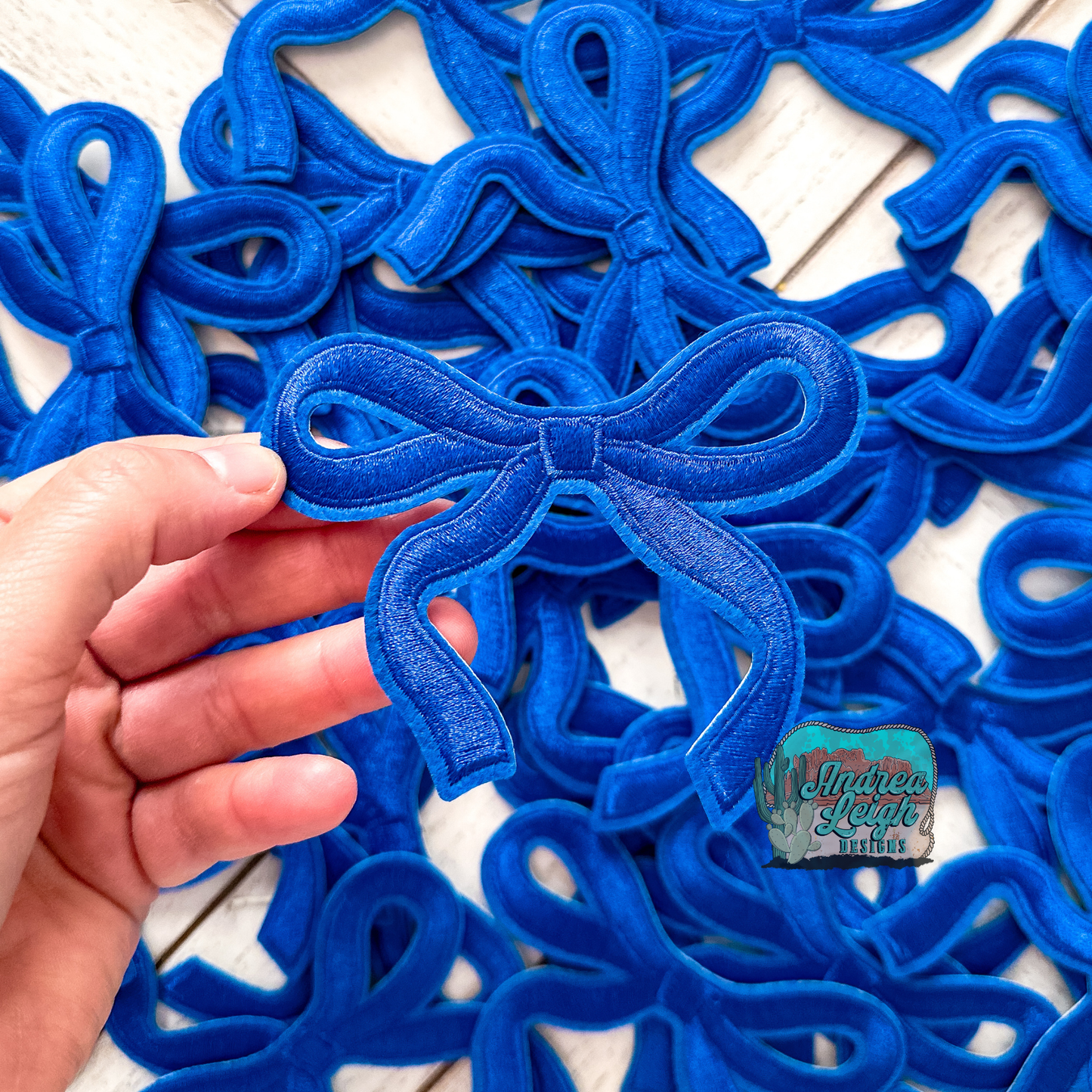 Blue Medium Bow Embroidered Patch