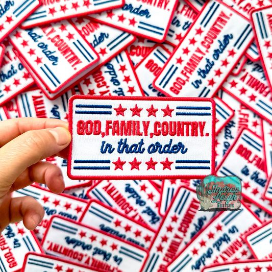 ALD EXCLUSIVE-God, Family, Country. Embroidered Patch