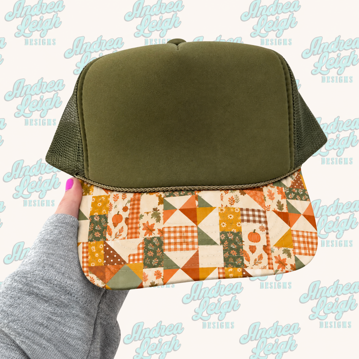 Fall Patchwork Hat Brim DTF Transfer
