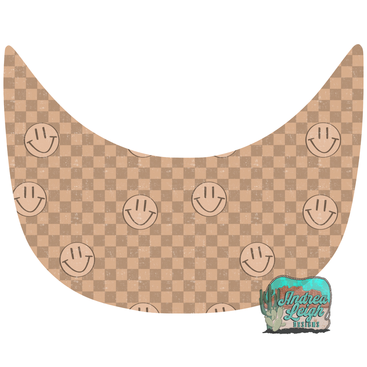 Checkered Happy Face Hat Brim DTF Transfer
