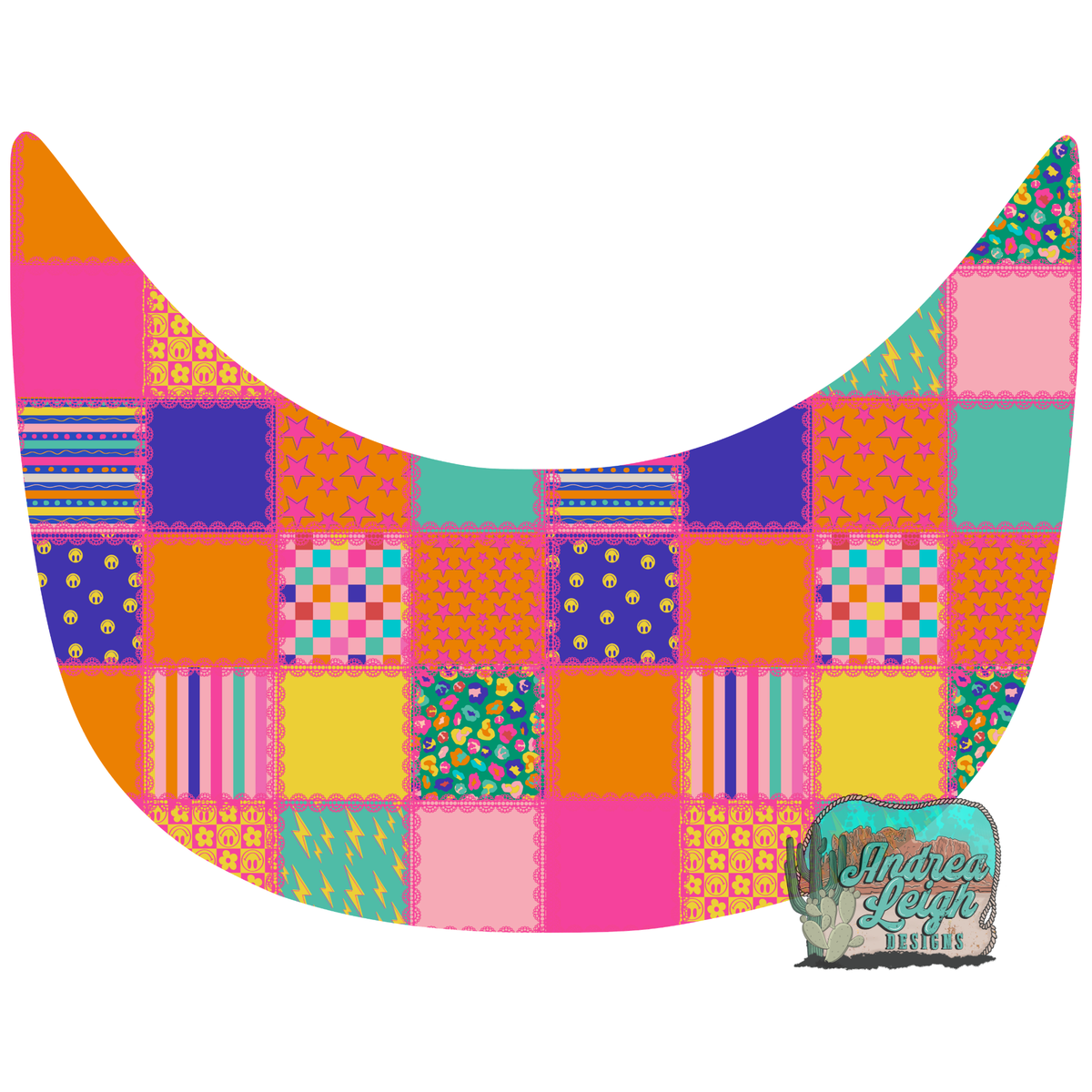 Bright Patchwork Hat Brim DTF Transfer