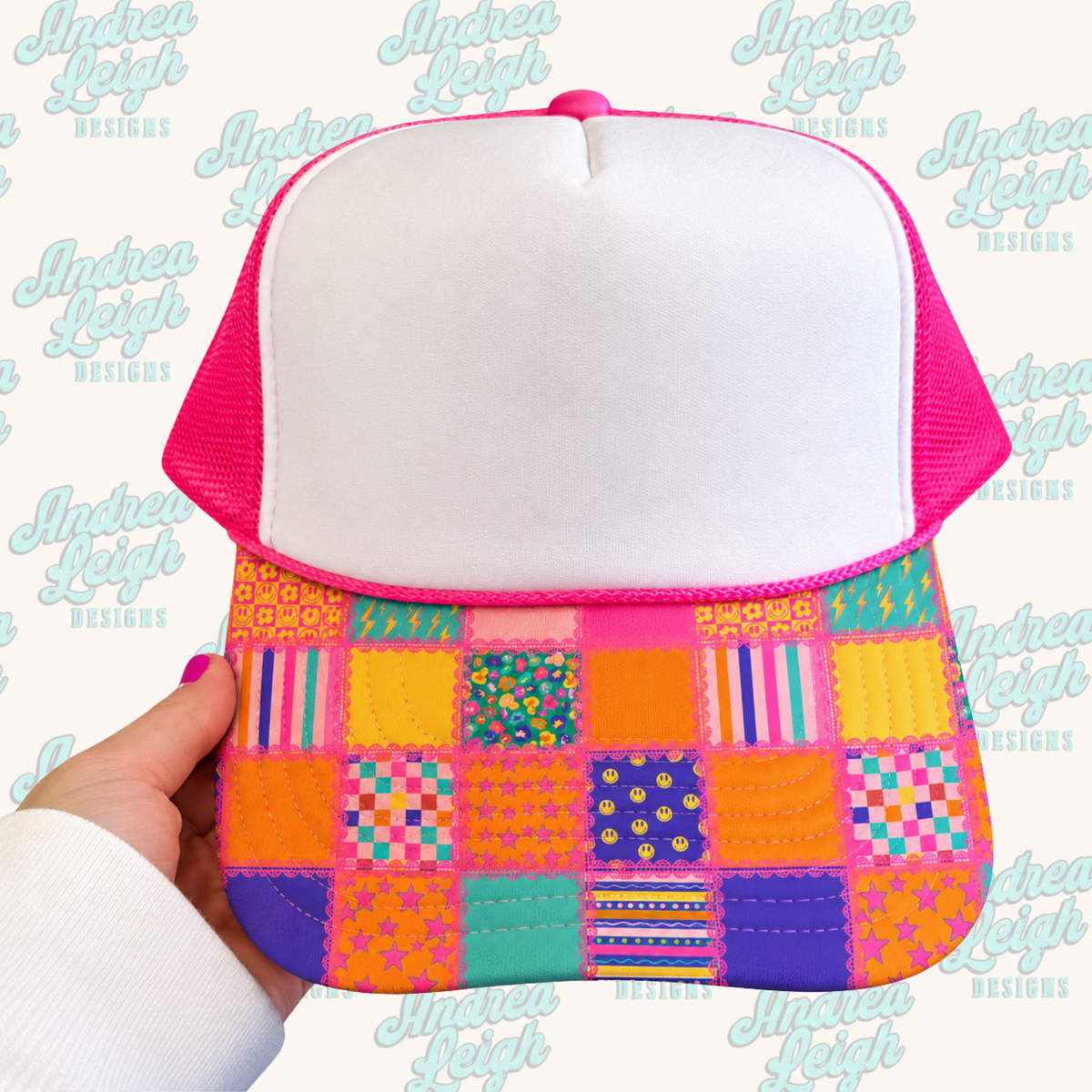 Bright Patchwork Hat Brim DTF Transfer