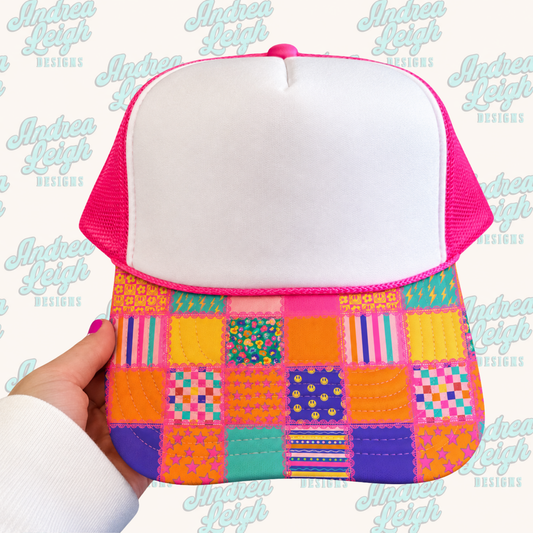 Bright Patchwork Hat Brim DTF Transfer