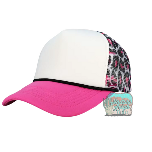 Black and Pink Leopard Trucker Hat