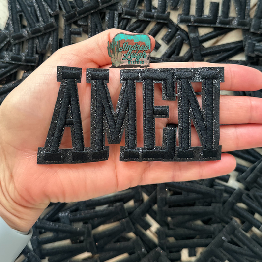 Glitter Amen Embroidered Patch