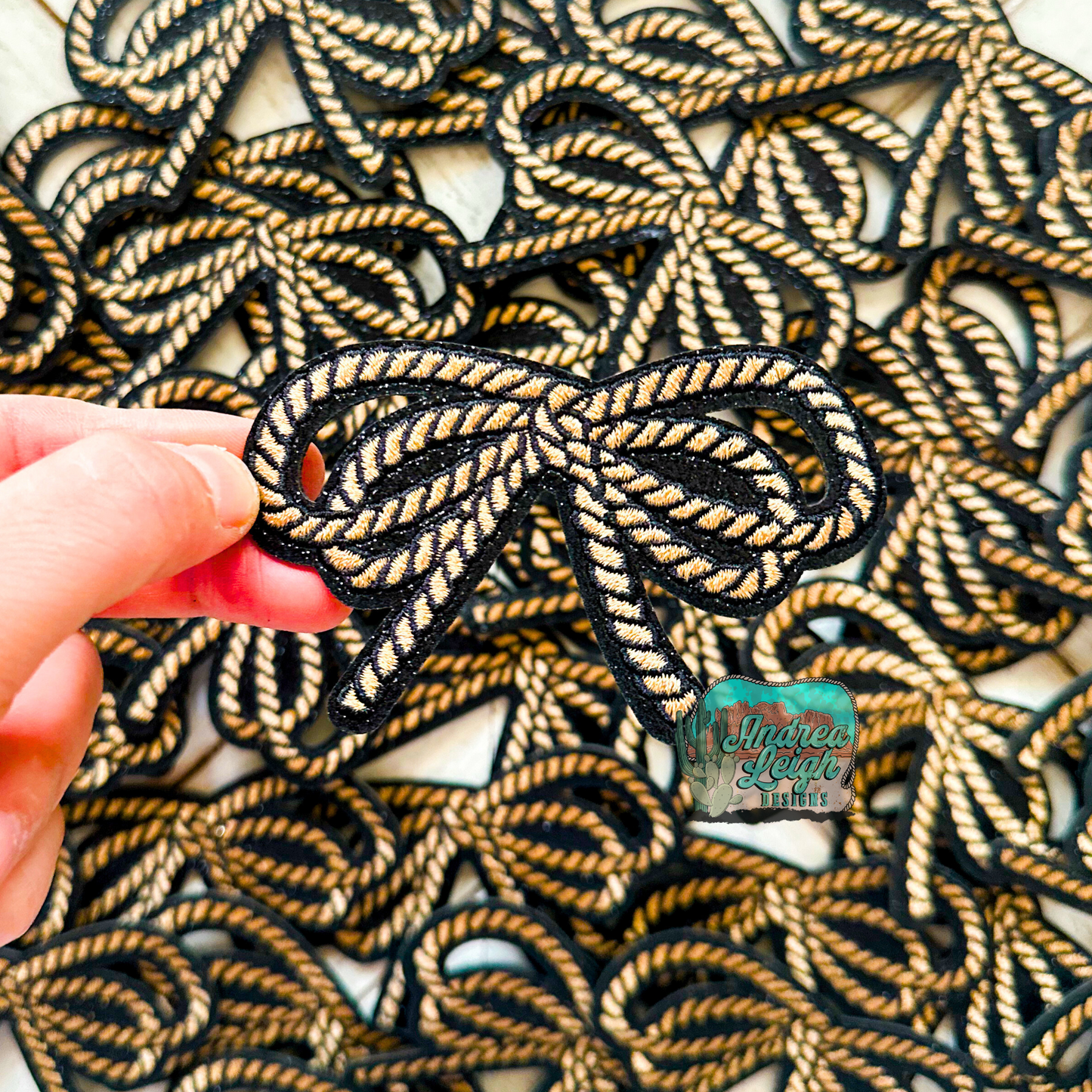Glitter Rope Coquette Bow Embroidered Patch