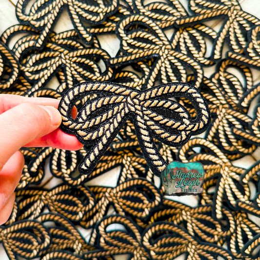 Glitter Rope Coquette Bow Embroidered Patch