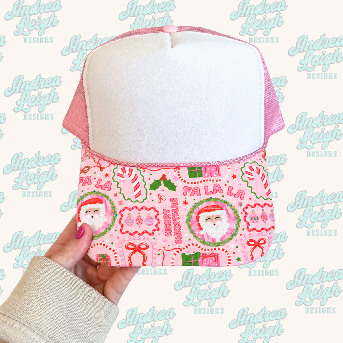 FALALA Pink Christmas Brim DTF Transfer