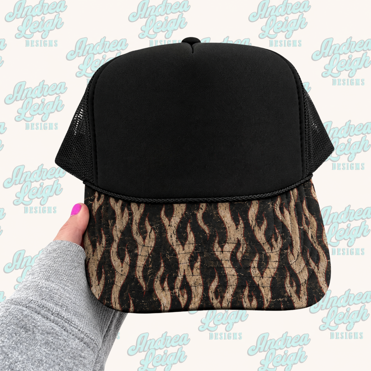 Flames Hat Brim DTF Transfer