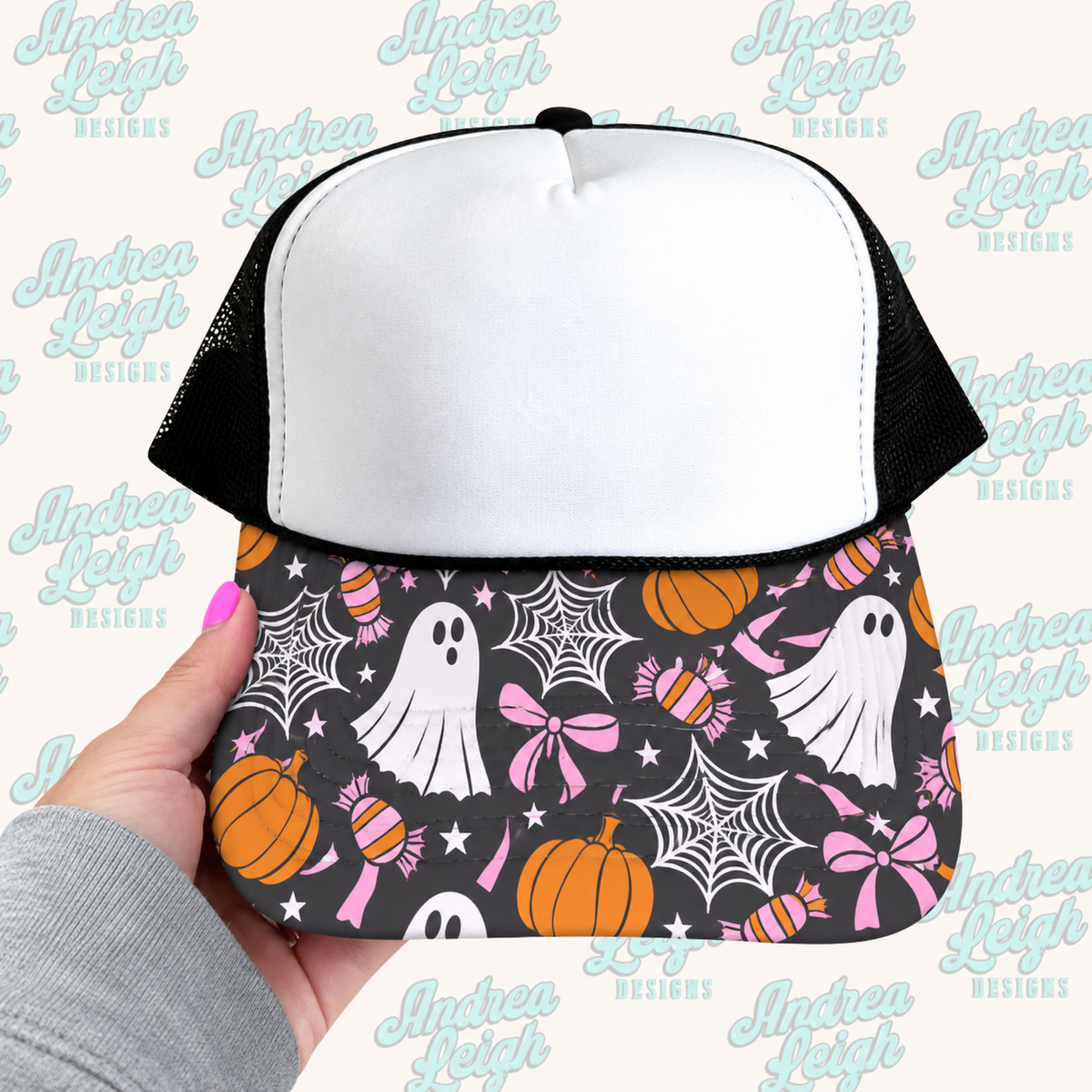 Ghost Coquette Bows Hat Brim DTF Transfer