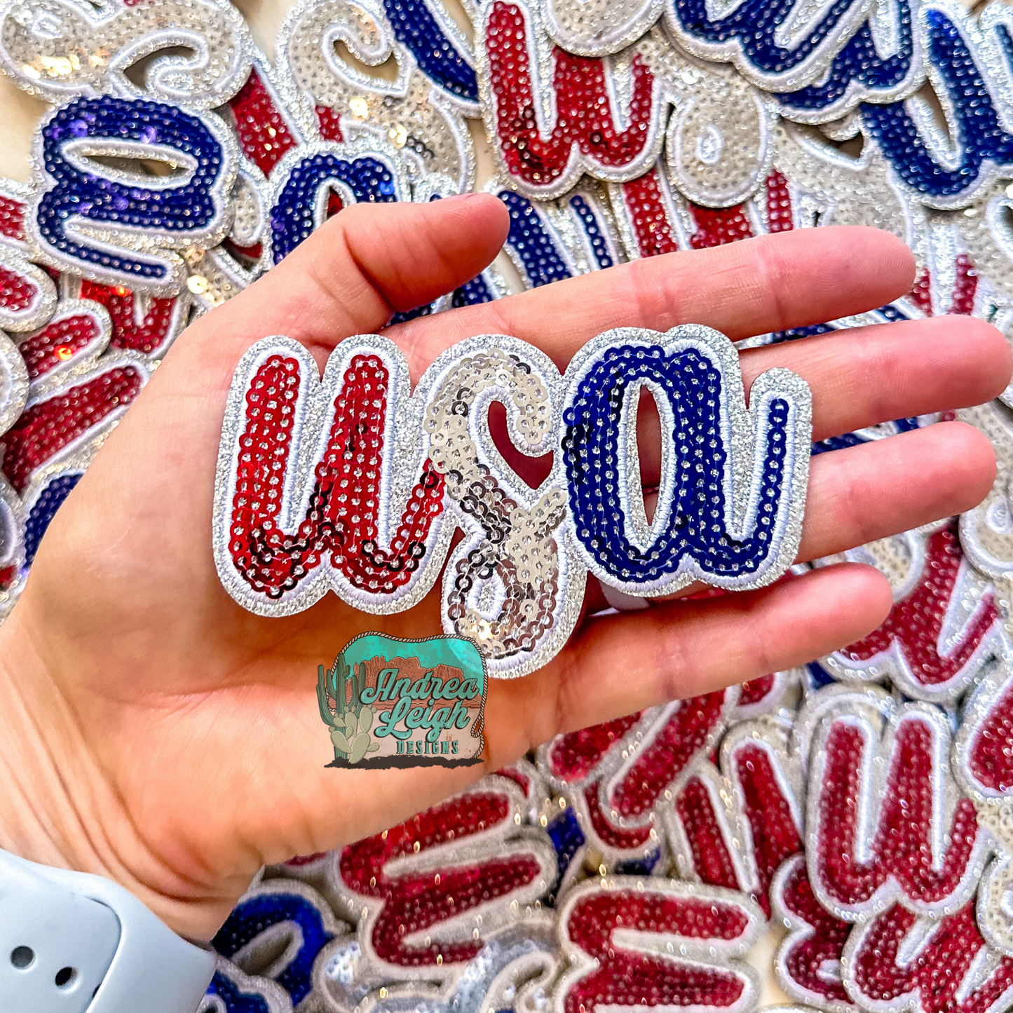 USA Sequin Embroidered Patch (RWB)