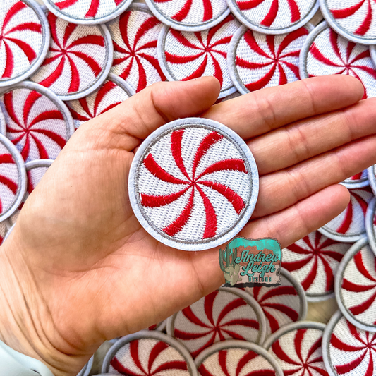Candy Cane Circle Embroidered Patch