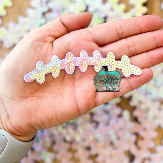 Sequin Football Laces Embroidered Patch