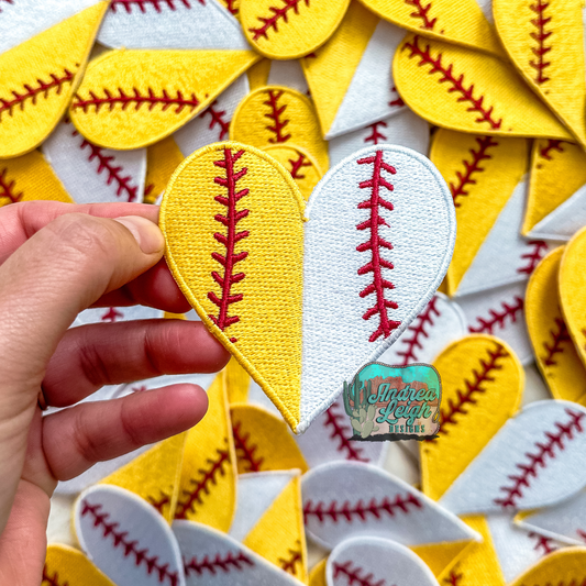 ALD EXCLUSIVE-Half Softball Half Baseball Heart Embroidered Patch