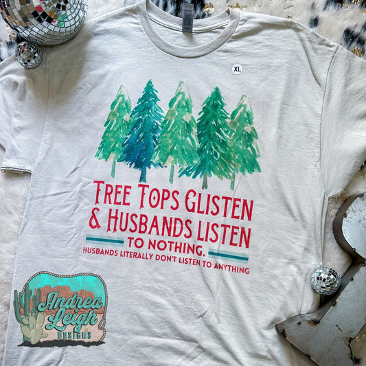 RTS Tree Tops Glisten & Husbands T shirt