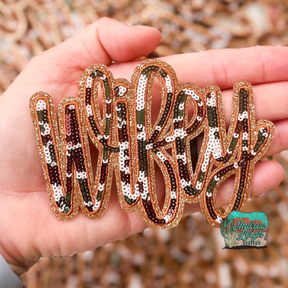 ALD EXCLUSIVE- Wifey Camo Glitter Sequin Embroidered Patch