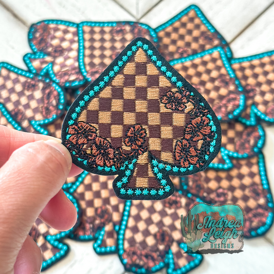 Checkered Spade Embroidered Patch