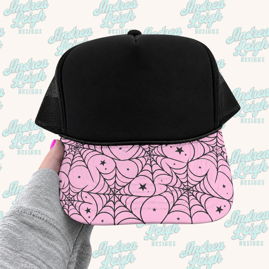 Pink Spiderwebs Hat Brim DTF Transfer