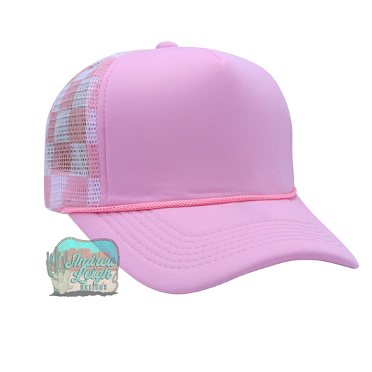 Pink Checkered Trucker Hat