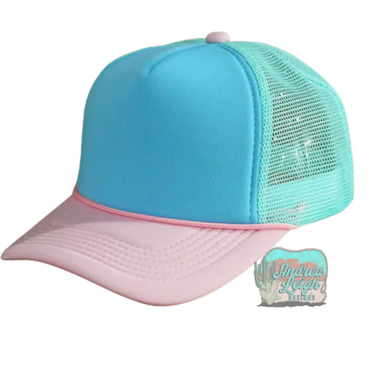 Blue Tri Color Trucker Hat