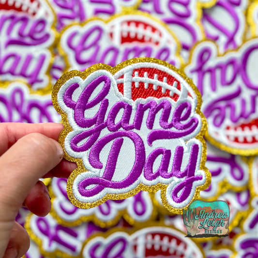 Glitter Game Day Purple Embroidered Patch