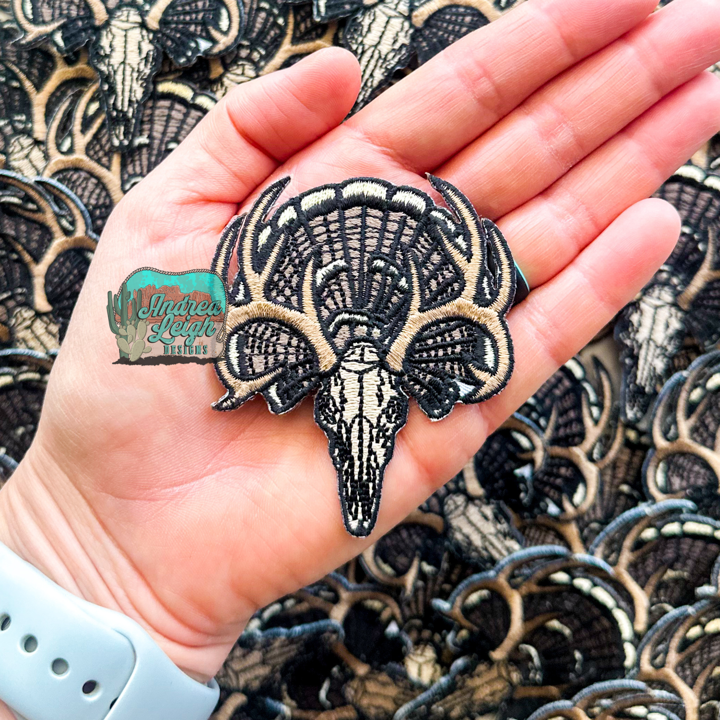 ALD EXCLUSIVE-Deer Skull Turkey Fan Embroidered Patch