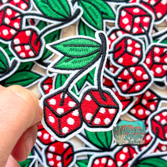 Dice Cherries Embroidered Patch