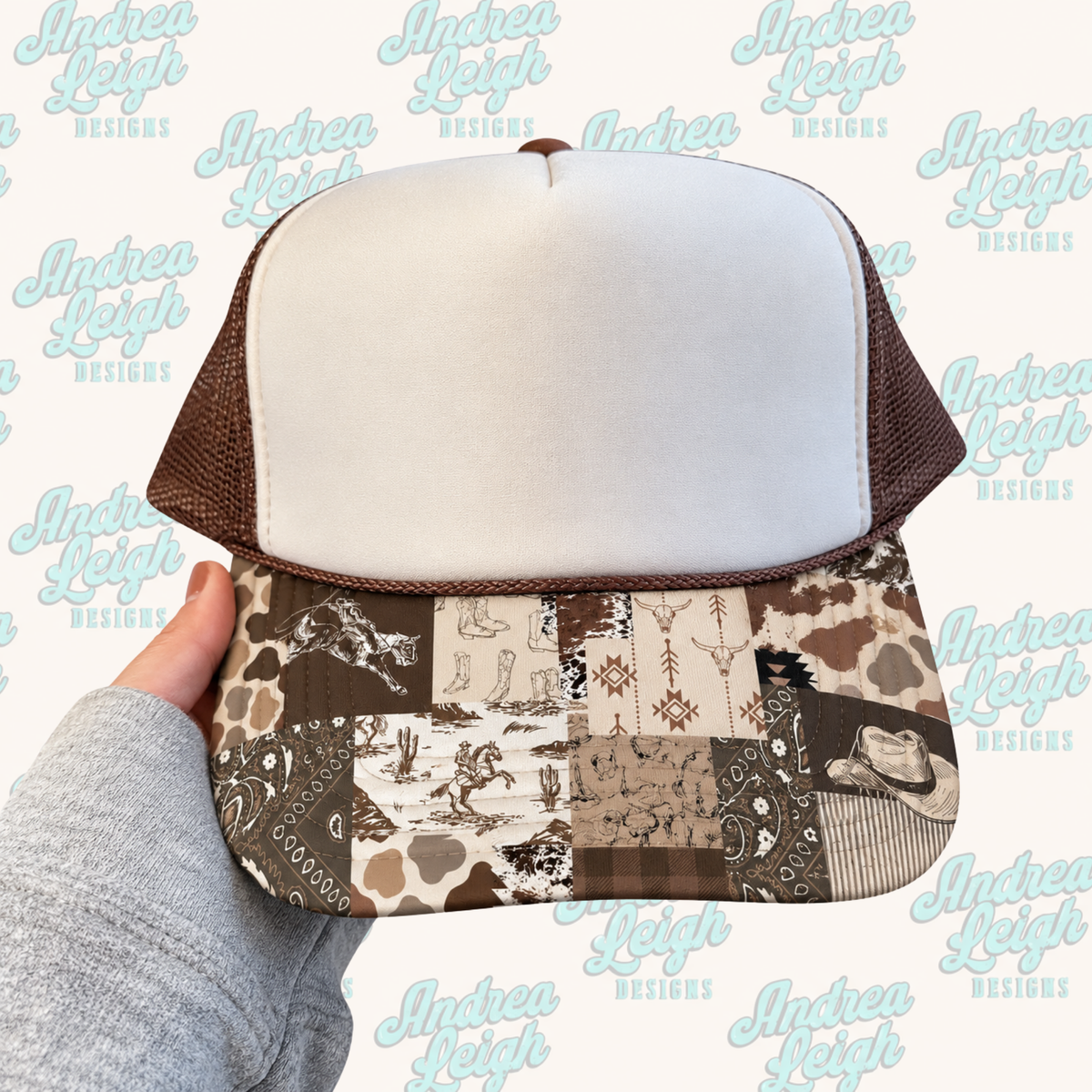 Cowboy Patchwork Hat Brim DTF Transfer
