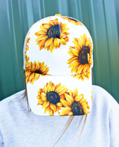 Sunflower Mesh Ponytail Cap