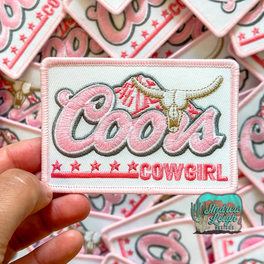 Pink Coors Cowgirl Embroidered Patch