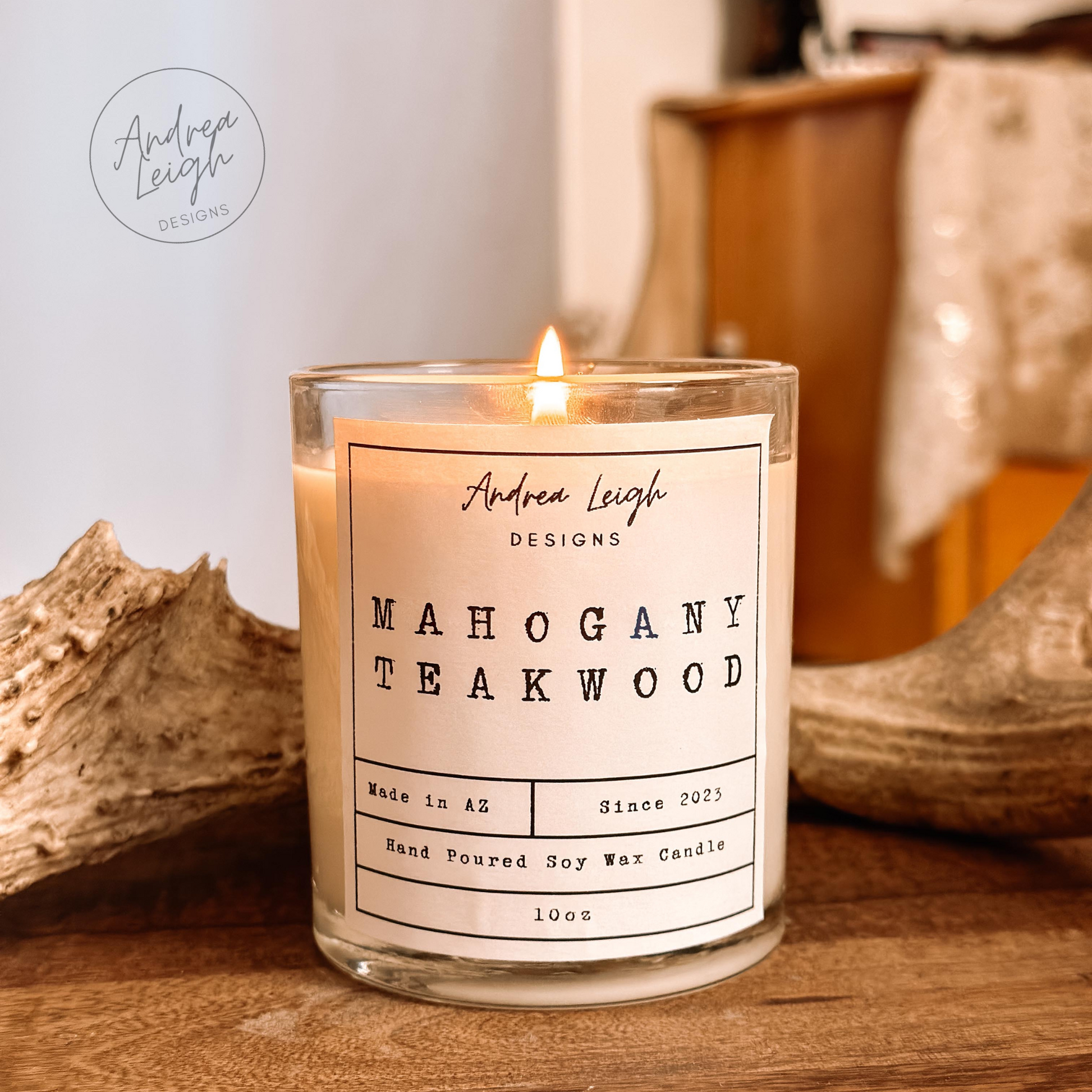 PRE ORDER Mahogany Teakwood Candle Andrea Leigh Designs