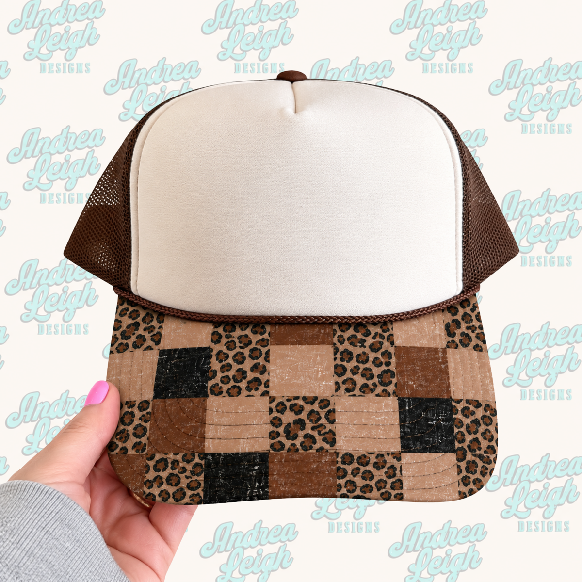 Leopard Print Patchwork Hat Brim DTF Transfer