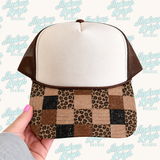Leopard Print Patchwork Hat Brim DTF Transfer