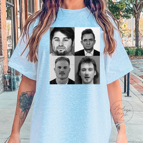 Bryan, Wallen, Wetzel and Cash Mugshot tee