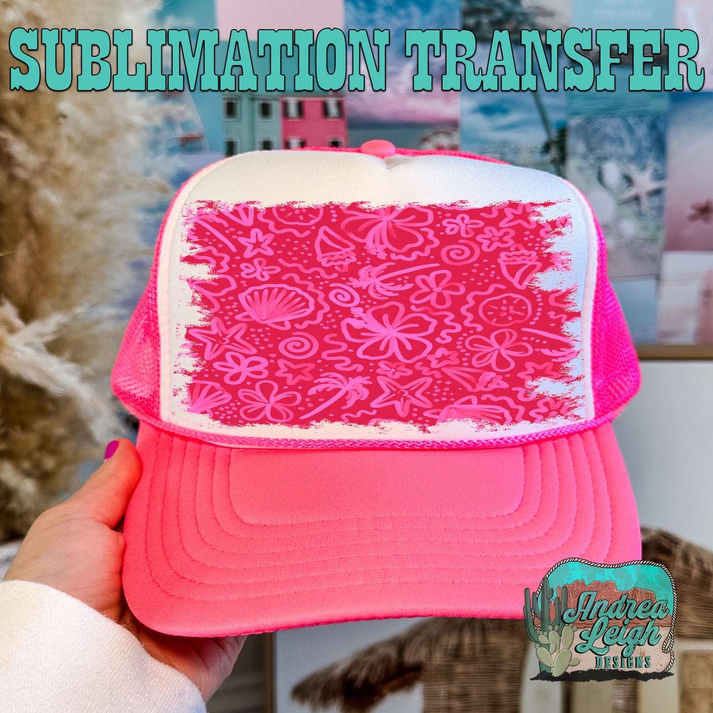 Watercolor Pink Summer Sublimation Transfer