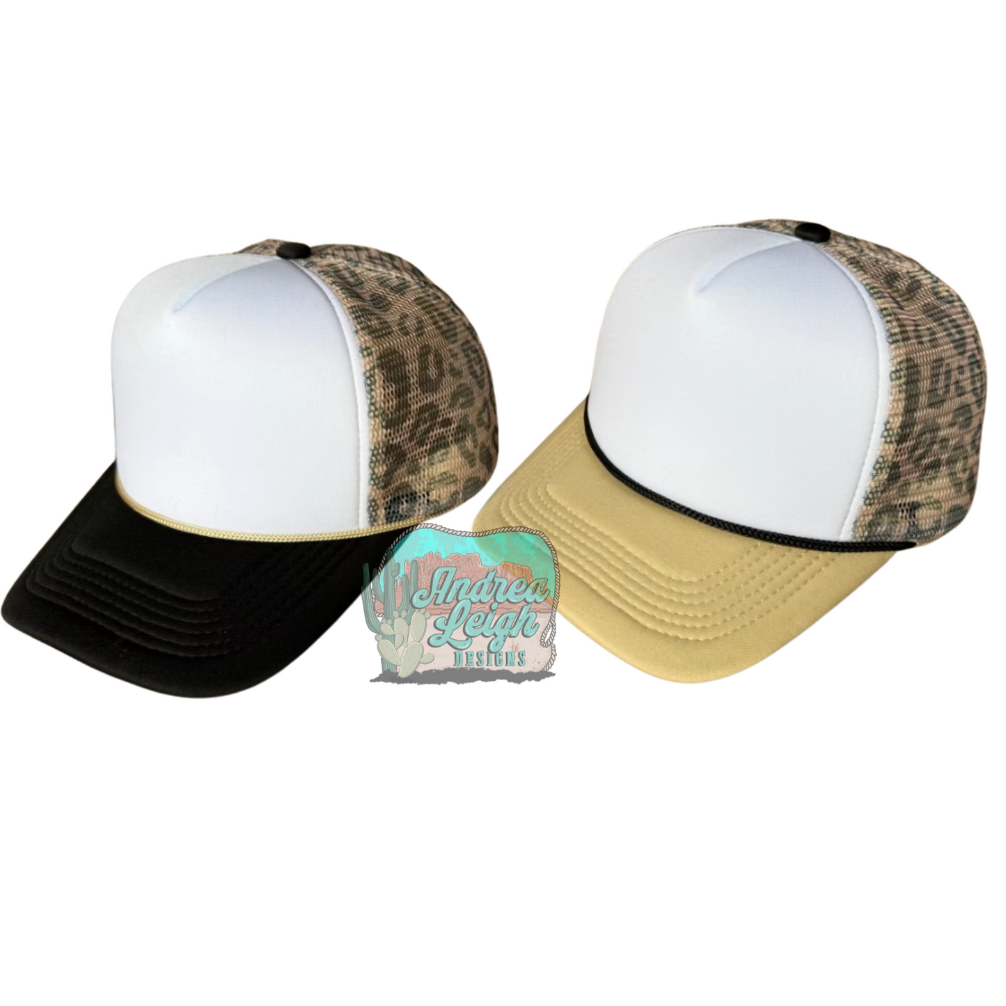 Leopard Print Checkered Trucker Hats